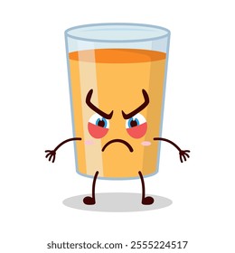 cute provoked expression of orange juice cartoon character