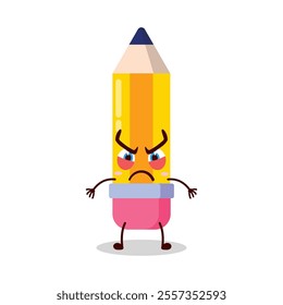 cute provoked expression of pencil cartoon character