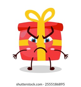 cute provoked expression of red gift box cartoon character