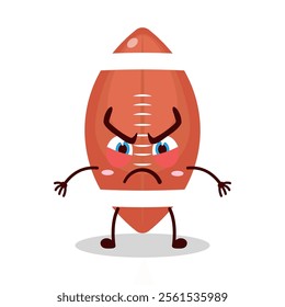 cute provoked expression of rugby ball cartoon character
