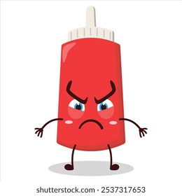 cute provoked expression of tomato sauce bottle character