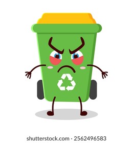 cute provoked expression of trash bin cartoon character
