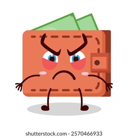 cute provoked expression of wallet cartoon character
