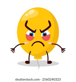 cute provoked expression of yellow balloon cartoon character
