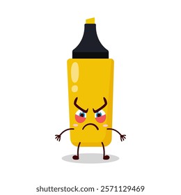 cute provoked expression of yellow highlighter cartoon character
