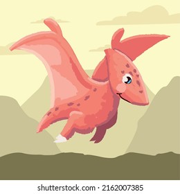 cute pteranodon dinosaur cartoon design
