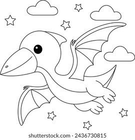 Cute Pteranodon Dinosaur Coloring Page