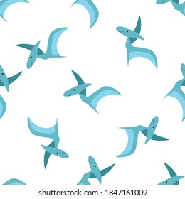 Cute pteranodon on a white background. Predators in a flat style. Cartoon animals reptiles for web pages.
Stock vector illustration for decor, design, baby textiles,
wallpaper, wrapping paper