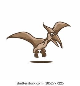 Cute pteranodon simple flat vector illustration