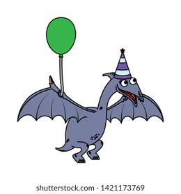cute Pterodactyl with balloon helium