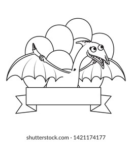 cute Pterodactyl with balloons helium frame