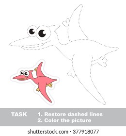 Cute pterodactyl to be traced. Vector trace game.
