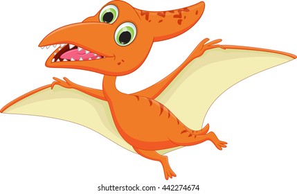 Cute Pterodactyl Cartoon Flying