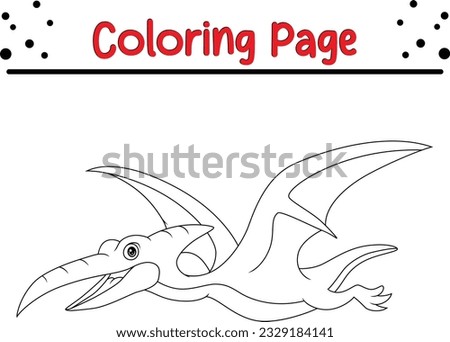 Cute pterodactyl cartoon on white background. Animals Coloring book for kids. [[stock_photo]] © 