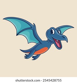 Cute Pterodactyl Cartoon Vector  Illustration.