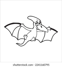 Cute Pterodactyl With coloring book pages picture,Pterodactyl line art,Pterodactyl outline drawing vector illustration,Pterodactyl vector line art,Pterodactyl line drawing