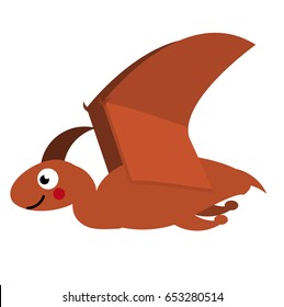 Cute pterodactyl dinosaur. Cartoon dino character. Isolated vector illustration for kids