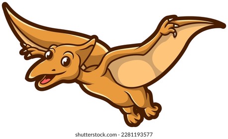 Cute Pterodactyl Dinosaur Vector Illustration 