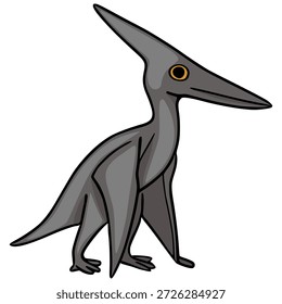 Cute Pterodactyl dinosaur vector illustration, isolated on white