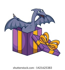 cute Pterodactyl in giftbox present