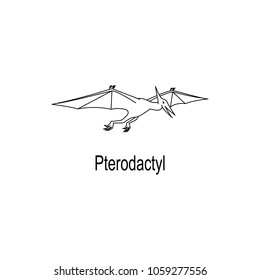 Cute Pterodactyl Illustration And Vector Icon.