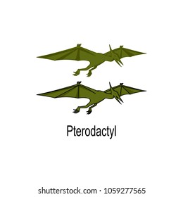 cute pterodactyl illustration and vector icon.