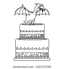 cute Pterodactyl in sweet cake