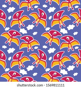 cute pteronodon dinosaurs pattern seamless