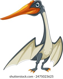 Cute pterosaur with large beak and wings