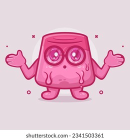 cute pudding cake character mascot with confused gesture isolated cartoon in flat style design