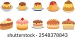 Cute pudding and cake collage set