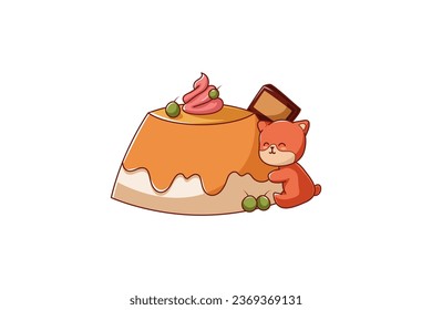 Cute Pudding Character Design Illustration