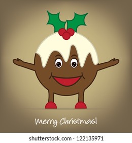 Cute Pudding Christmas card in vector format.