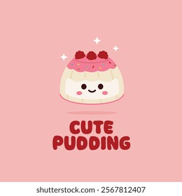 Cute pudding logo illustration. Minimalist sweet food icon design, suitable for shop and web.