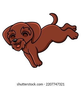 Cute pudelpointer dog cartoon jumping