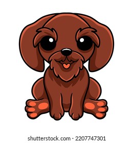 Cute pudelpointer dog cartoon sitting