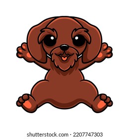 Cute pudelpointer dog cartoon sitting