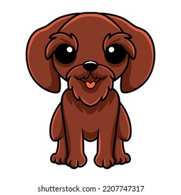 Cute pudelpointer dog cartoon sitting