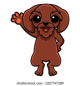 Cute pudelpointer dog cartoon waving hand