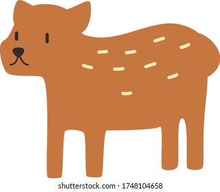 Cute pudu deer Cartoon, Vector illustration pudu deer on a white background. Drawing for children