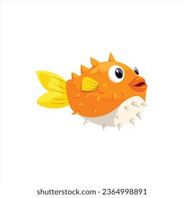 Cute Puffer Fish Character Illustration 