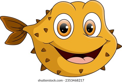 Cute puffer fish on white background