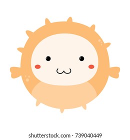 Cute puffer fish vector