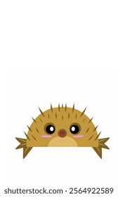 cute puffer fish vector design, cartoon puffer fish face drawing, simple puffer fish face drawing full color