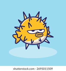 Cute Pufferfish Vector Illustration by eare studio