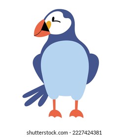 Cute puffin bird, Atlantic puffin illustration, adorable seabird, flat vector illustration isolated on white background svg