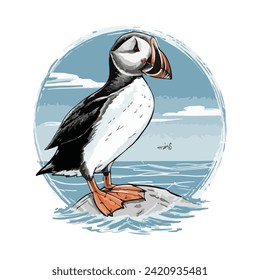 Cute Puffin Bird Custom Vector Design
