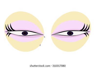 Cute puffy eyes with beautiful eye bags - usable as icon or design element