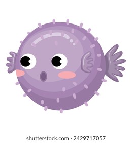 Cute puffy purple puffer fish illustration svg