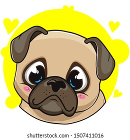 cute pug avatar with yellow background